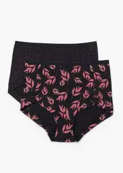 [Taking Shape] Taking Shape 2pk Eco Cotton Leaf Briefs Size 28 in Leaf Print - Plus Size Women's Clothing Leaf Print