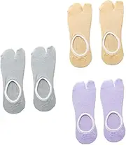 [TEMPNAP] 3pairs Breathable Two-toed Socks for Lightweight and Flexible Design Anti- Heel for Daily Wear and Versatile Outfits Grey Skin Color