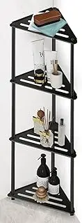 XEENEW Standing Corner Shower Caddy, 4 Tier Stainless Steel Organizer Stand, Rustproof Shelves for Inside Shower, Black