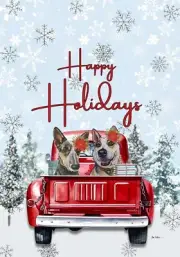 Australian Cattle Dog Hippie Hound Studios Happy Holidays Flag