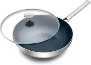 Multi-Clad Stainless Steel Wok with Glass Lid - Toxin-Free Cooking Solution