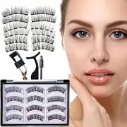 BeauFairy Magnetic Eyelashes Set, 6 Pairs Soft Magnetic Natural Reusable 3D False Eyelashes with Eyelashes Clips, Tweezers, Brush No Glue Needed, Easy to Wear, DIY Eyelash Extension Kit Gift