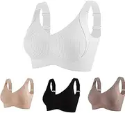 [Generic] Floralshe Brasier, Floral She Back Smoothing Push-Up Bra,Women's Solid Color Four Rows Adjustable Wireless Bra
