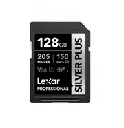 Lexar Professional SILVER PLUS 128GB SDXC UHS-I Card read/write speeds of up to 205MB/s and 150MB/s and supports seamless recording of FULL-HD and 4K