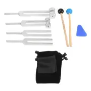 2X(4 Pack Tuning Fork Set(128 Hz,256 Hz,512 Hz,528 Hz)with Tuning Fork Hammer fo