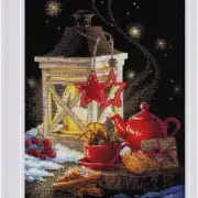 Frosty Stitches: Winter Wonderland Cross Stitch Kit - Brew a Cozy Tea Time with