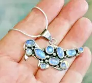Unique Roadrunner Pendant Encrusted with Moonstones set in Sterling Silver OOAK