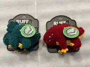 NEW! DURABLE DINOSAURS DOG TOY PREMIUM RUFF & STUFF MINI PLUSH SQUEAKS FLOATS