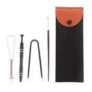 1Set Keyboard Cleaning Tool Keycap Puller Stem Holder Lube Brush w/Storage Bag