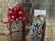 Christmas Candy Cane Theme Gift-Basket/Box & 1/2 LB Lifesavers Five Flavor Candy