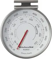 [KitchenAid] KQ903 3-in Analog Dial Oven/Appliance Thermometer, Oven Food Grill Chef Smoker Cooking Thermometer, Temperature Range: 100F to 600F, Stainless Steel