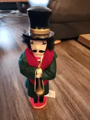 Christmas Nutcracker 15" Caroler In Top Hat Holding Trumpet Xmas Holiday Decor