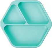 Tiny Twinkle Silicone Suction Baby Plate, Suction Grip Divided Dish for First Foods and Self-Feeding, 6-24 Months, Baby Led Weaning Supplies for Independent Eating (Mint, Plate)