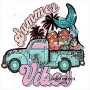 Sublimation Print Summer Vibes Old Truck Ready to Press Heat Transfer