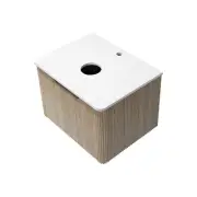 Wall Mounted Oak MDF Ripple Vanity Soft Close Drawer Stone Countertop 61x46cm