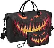 [ZRYSMY] Spooky Jackolantern Face Halloween Duffel Bag for Traveling, Travel Bag Gym Bag, with Multiple Interior Pockets Shoulder Weekender Bag for Women Men with Toiletry Bag 20.5L x 1.9W x 13.8H