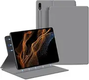 [Jarttarn] Compatible with Samsung Galaxy Tab S9 Ultra Case 14.6 inch Ultra Thin Smart Magnetic Cover with Pen Slot Leather Shell Sleep Wake-Up (Gray)