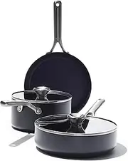 [OXO] Professional PFAS-Free Non Stick Hard Anodized Induction Suitable, 5-Piece Cookware Pots and Pans Set, Black