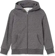 [Amazon Essentials] Boys' Fleece Zip-Up Hoodie Sweatshirt, Charcoal/Grey Heather, Medium