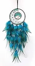 Blue Feather Tree of Life Dream Catcher Wall Hanging Ornament for Home Bedroom Decor Crystal Stone Dream Catcher for Wall Hanging Decor Handmade Crafts Festival Gift