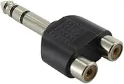 2X 6.35mm 1/4" AUX Male Plug to 2 RCA Female Socket Adapter Y Splitter Converter Connector