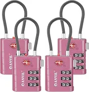 ANVIL Luggage Locks - TSA Approved, Advanced TSA008 Core, Alert Indicator. Great Suitcase, Backpack, Gym & Travel Lock (4, Rose Purple)