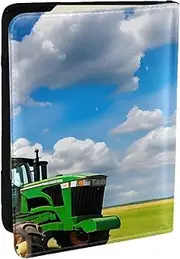[JEJEA] Tractor Under Blue Sky and White Clouds Print Travel Organizer Credit Cards Case Passport BookPassport Holder Cover Wallet forTraveling,, Black, One Size