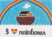 I Love Rainbows Hand Painted Needlepoint Canvas