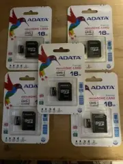 FIVE (5) of ADATA Premier 16GB microSD Memory Card C10 UHS-I NEW with PACKAGE