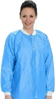 Disposable Lab Coat 10pcs Protective Sanitary Gown Blue Medical Size Small