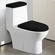 Toilet Tank Lid Cover Stretch Velvet Toilet Lid Seat Cover Set Elastic Toilet Covers Set Wear Resistant Toilet Lid Cover and Toilet Tank Lid Cover Machine Wash for Bathroom Home (Black)
