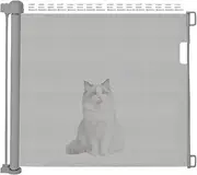 Retractable Dog Gate | Retractable Dog Mesh Gate Indoor | No-Drill, Child-Proof, Extra-Wide Safety Door for Pet Containment Deck/Porch Security