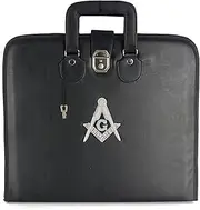 [Generic] Masonic Hand Embroidered Square & Compass Masonic Apron Case with Handle [BLACK], Blue/Grey, Large