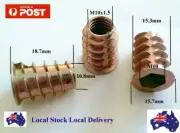 Qty 20 M10 19mm Wood Timber Threaded Flange Zinc Steel Alloy Insert Nut Nutsert