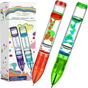YUE Action Liquid Motion Timer Pen 2 Pack / Liquid Timer Pen / Multi Colored Fidget Pen for for Office Desk Toys, Novelty Gifts ,Novelty Toys (Red+Green)