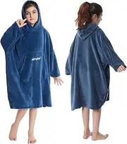 Hiturbo Kids Changing Robe,Hooded Towel Poncho Bath Robe,Wearable Blanket Swimming Bathrobe,Fleece Dressing Gown for Beach,Bathing,Surfing,Indoor & Outdoor Activities
