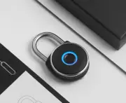 Netbolt Smart Fingerprint Padlock, Metal Water Resistant, Satin Black