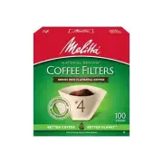 Melitta #4 Cone Coffee Filters Natural Brown 100 Count Pack of 6 600 Total