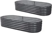 2X Green Fingers Garden Bed 160X80X42cm Planter Box Raised Container Galvanised