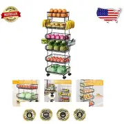 Versatile 6-Tier Fruit & Vegetable Cart on Wheels with Hanging Storage Baskets