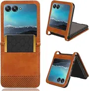 Popular Simplicity Business Phone Cover Compatible with Motorola Razr 40 Ultra Razr40Ultra XT2321-3 Phone Case Solid Color Anti Fingerprint Folding Phone Shell (Brown,Moto Razr 40 Ultra)