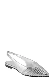 Marc Fisher LTD Dalatee Slingback Pointed Toe Flat in Silver at Nordstrom, Size 6