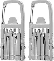 Jawbreaker Mini Tool Self Defense, 12 in 1 Stainless Steel Keychain Screwdriver Bit, Folding Outdoor Tool with Bottle Opener Phone Holder Screwdriver Carabiner Jawbreaker Multi Tool for Outdoor(2pack)