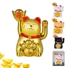 Feng Shui Solar Lucky Cat Car Cashier Ornament Waving Paw for Good Luck