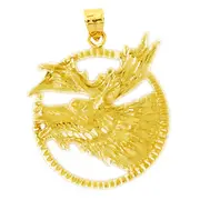 14K Gold Encircled Moose Head Pendant