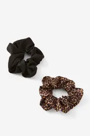 [Factorie] Factorie - 2Pk Scrunchie - Leopard and black OS LEOPARD AND BLACK