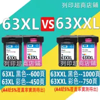 在飛比找蝦皮購物優惠-列印HP 63 HP 63XL HP63XL副廠相容墨水匣適