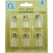 Miniature Glass Cork Lid Bottles -6 Pack- .05 fl oz Containers Crafter's Square