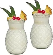 Prefdo Set of 2 Pineapple Cocktail Glasses, 20 Ounce/570ml Fun Cocktail Jars Tiki Cups for Bar, Party