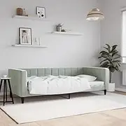 Bed Furniture Day Bed Without Mattress Light Grey 90x190 cm Velvet
